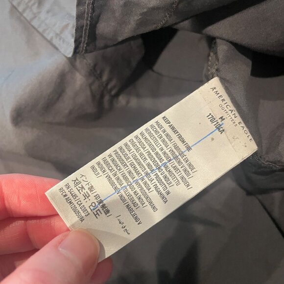 American Eagle Men's Sz S/M Charcoal Gray Relaxed Fit Shirt Lightweight - Picture 8 of 9